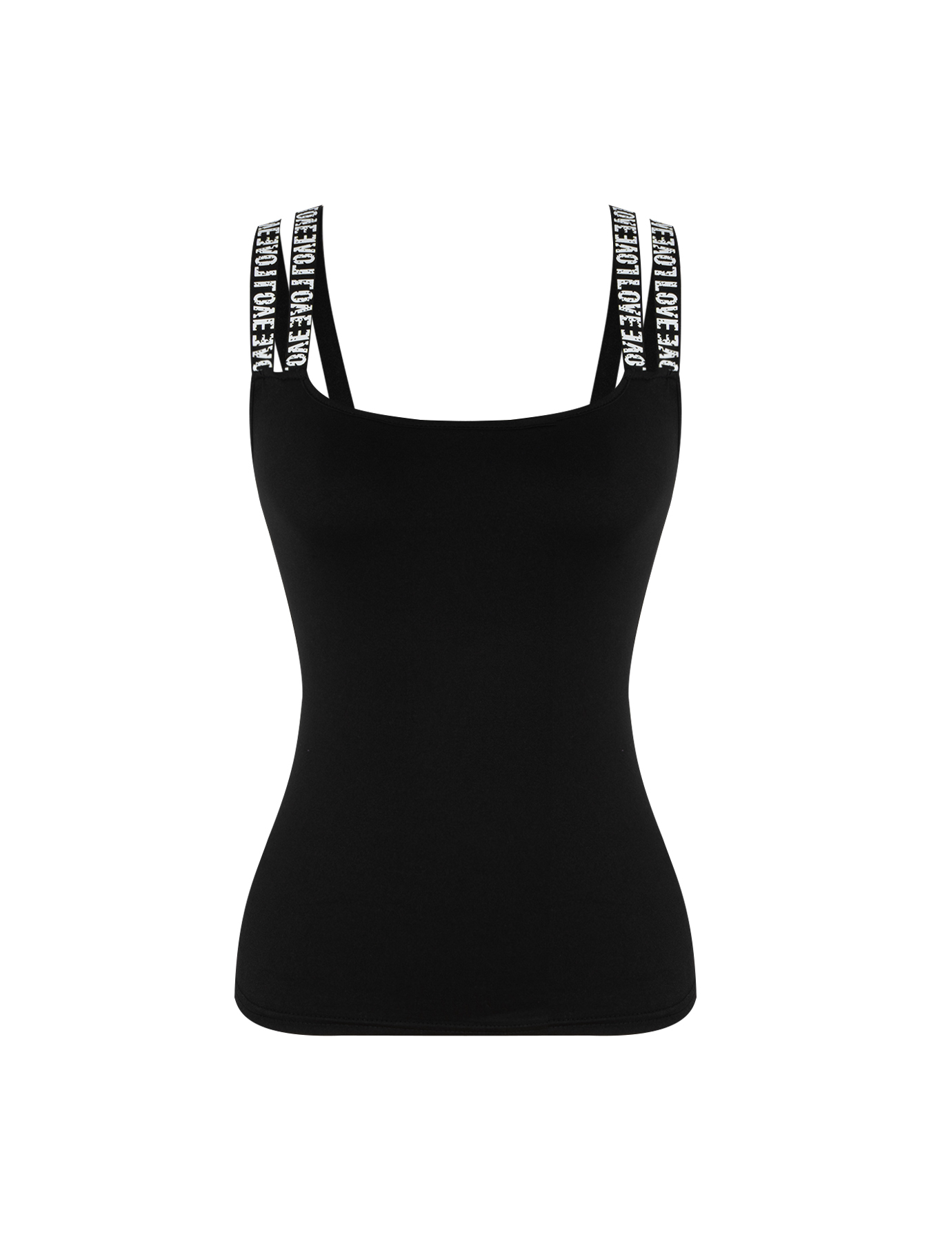 Black Sexy Tank Top with Lettered Straps-Aegean-sea