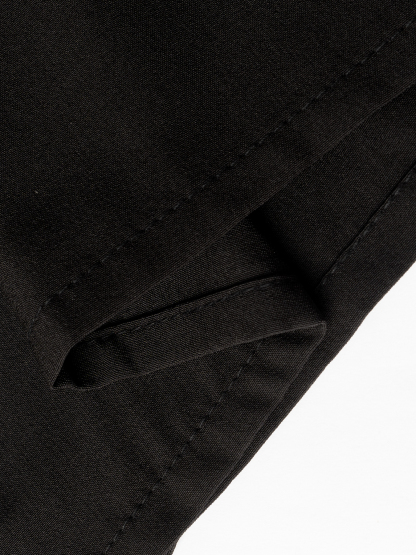 Women's Black High-Waisted Wide-Leg Pants with Gold Button Detail-Aegean-sea