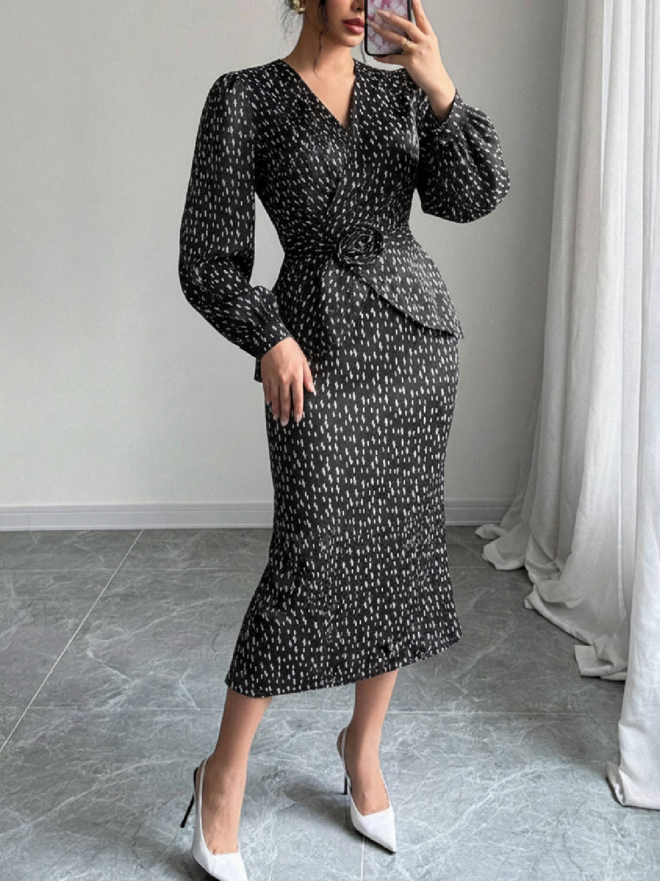 Women's Beige Knit Crop Top & High-Waisted Pleated Midi Skirt Set-Aegean-sea