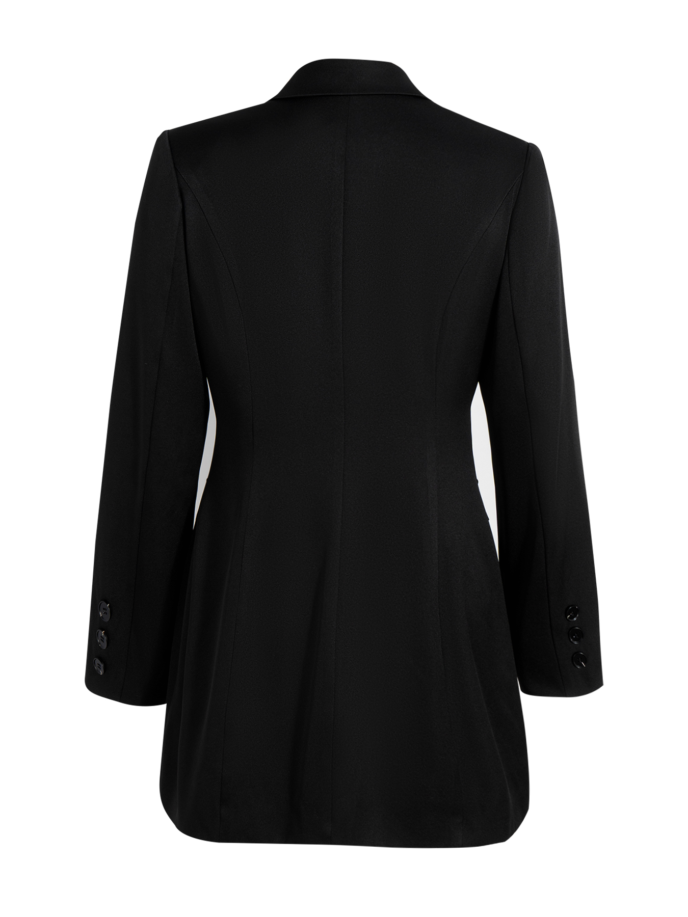 Black Cut-Way Suit Dress Pure Dark V-neck Long-Sleeve Short Skirt-Aegean-sea