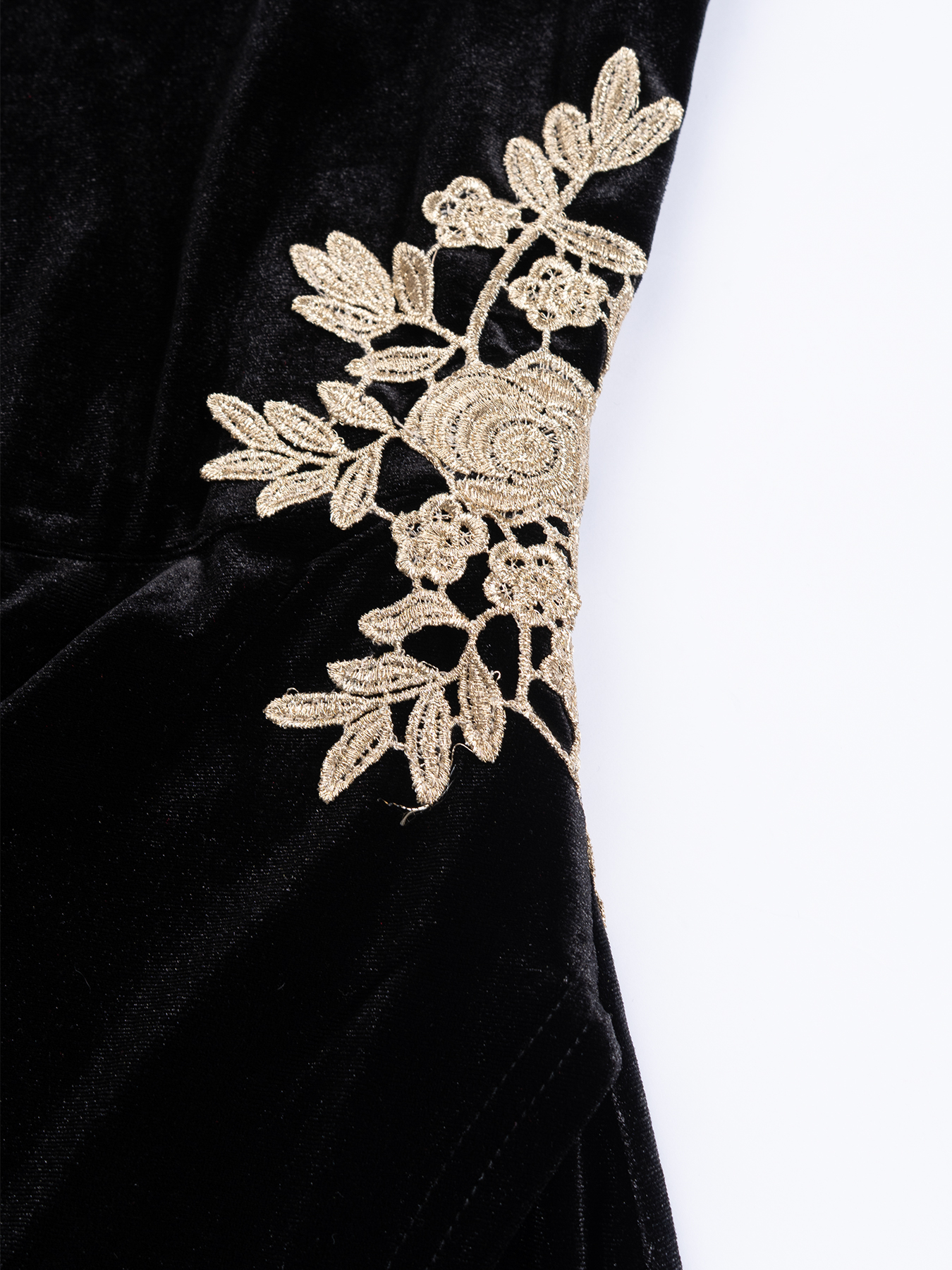 Black Velvet Lace Dress Split-Cut Long Dress Dress Sexy Long-Sleeve Bundle Tail Dress with Dinner Party Attitude