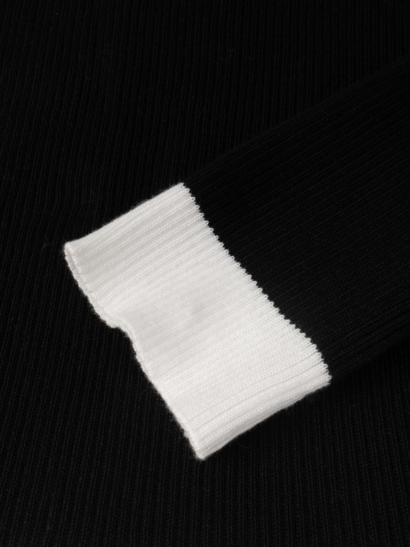 Vestido de jersey ondulado de manga larga de punto de cuello alto de rayas negras y blancas para mujer-Aegean-sea