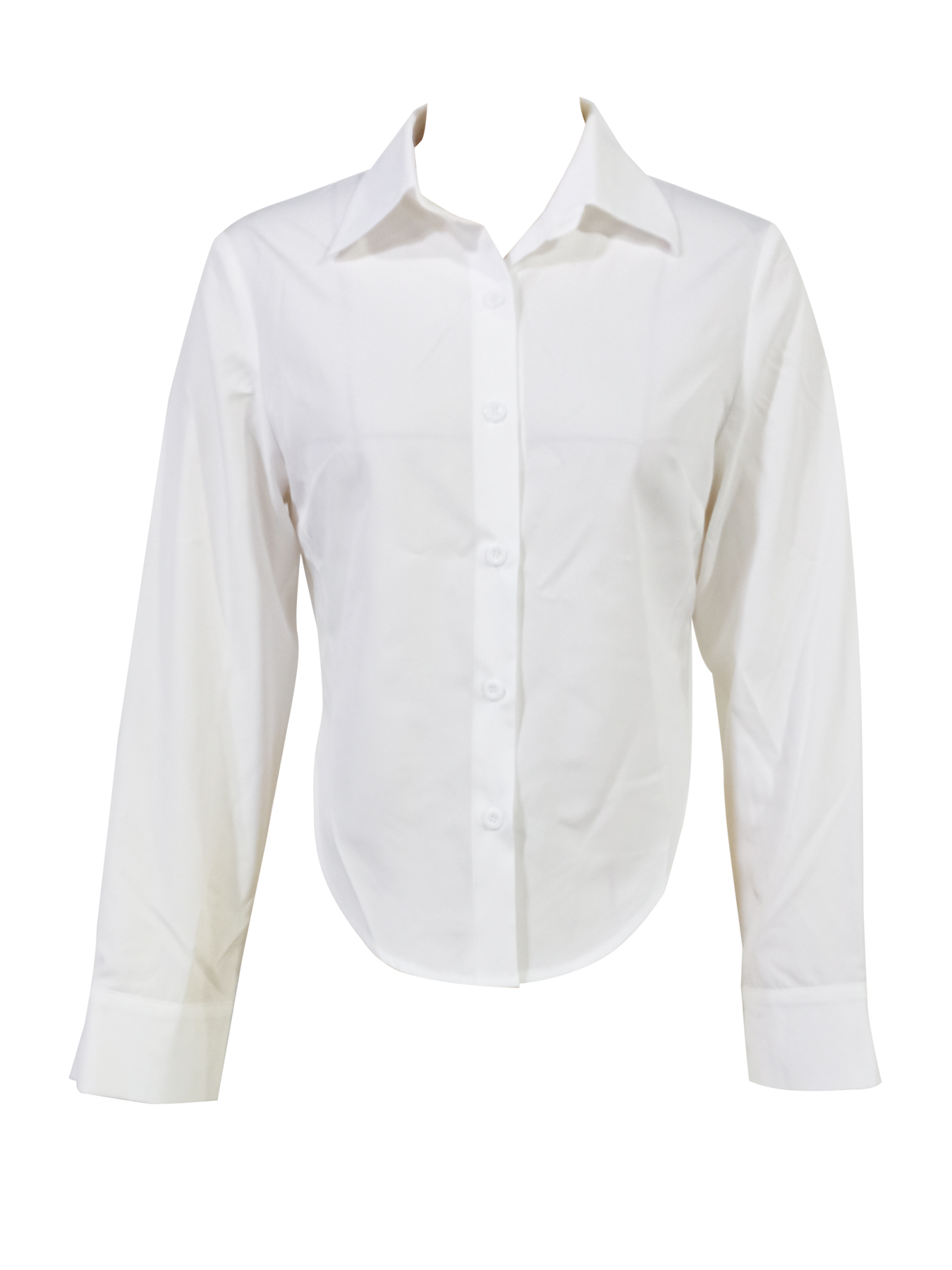 Women's White Button-Down Shirt with Curved Hem-Aegean-sea