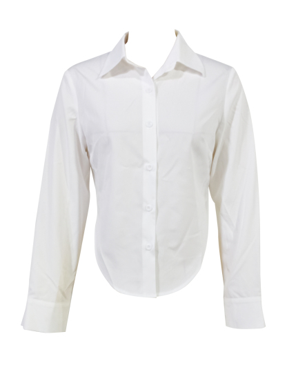 Women's White Button-Down Shirt with Curved Hem-Aegean-sea