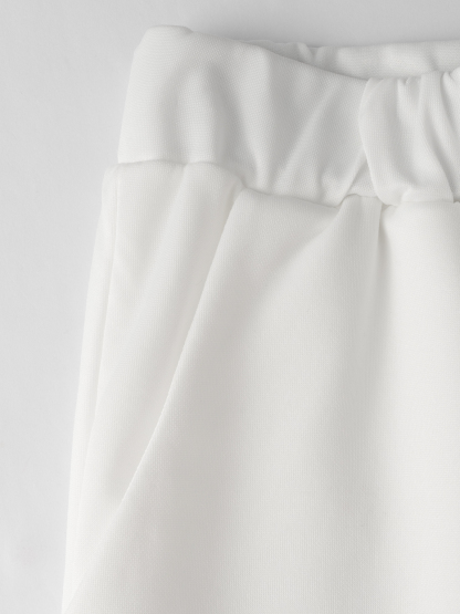 Women's White Long Sleeve Asymmetric Top and Wide-Leg Pants Set-Aegean-sea