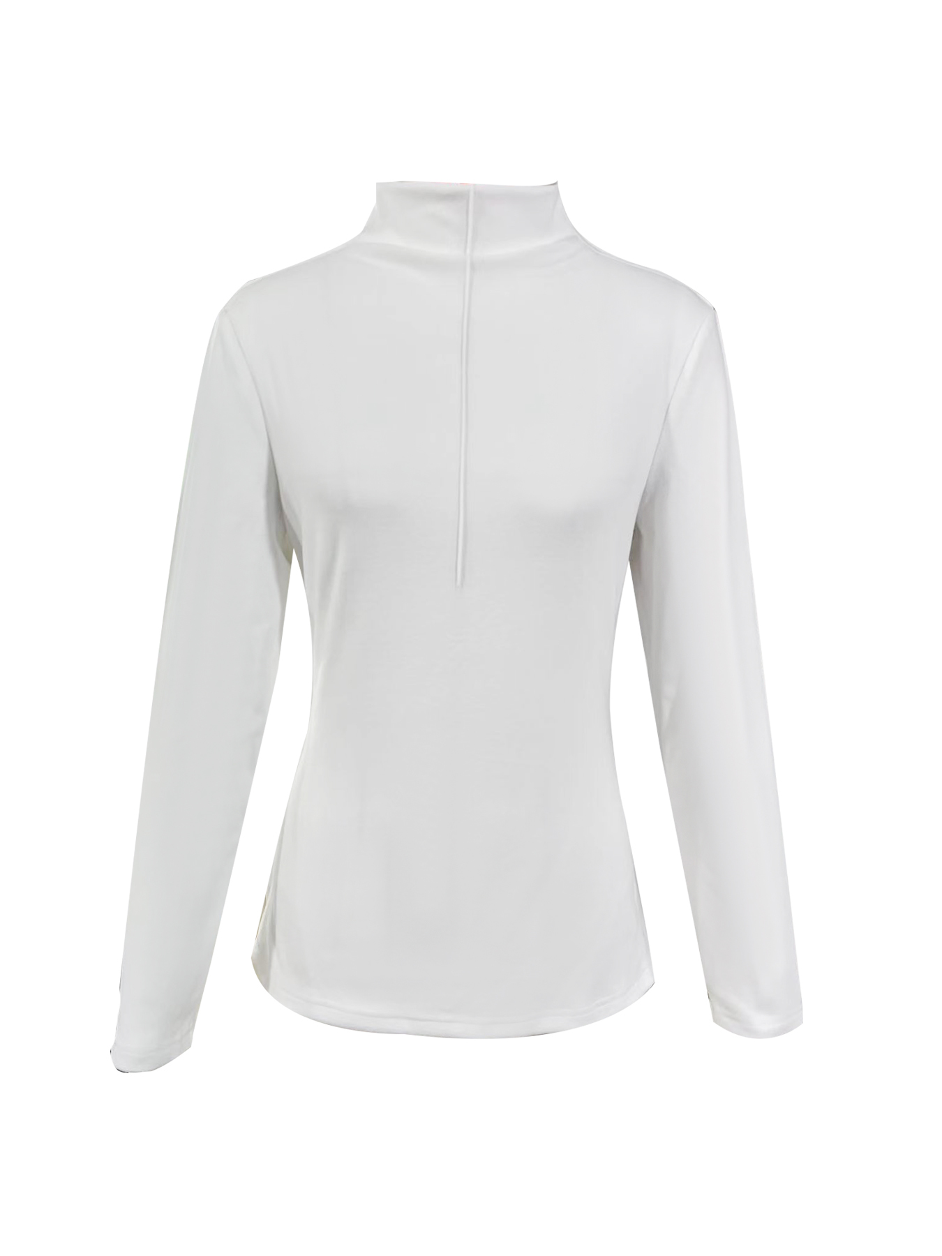 Slim Fit Half-Zip Mock Neck Long Sleeve Blouse - Women's Everyday Basic Top-Aegean-sea