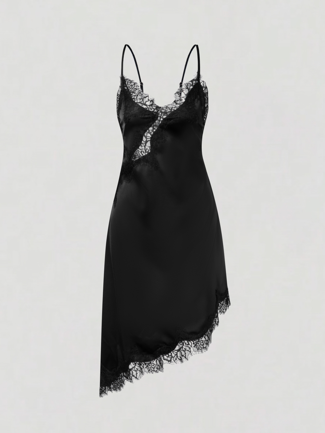 2026 Spring/Summer New Style Sexy & Elegant V-neck Lace Splicing Asymmetric Camisole Dress