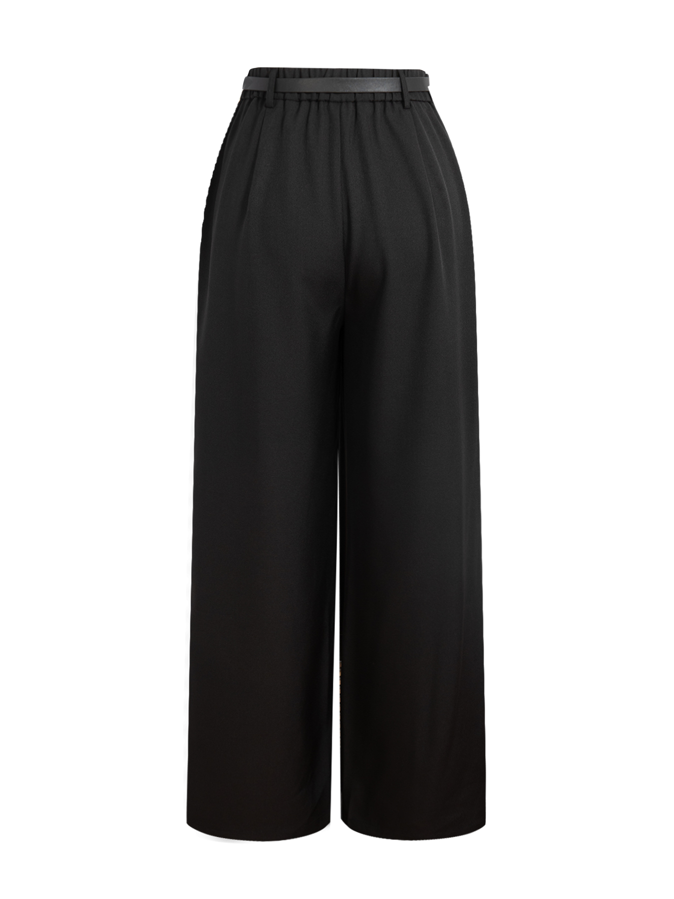 Woman's  Office Casual Style Black High-Waisted Wide-Leg Suit Pants -Aegean-sea
