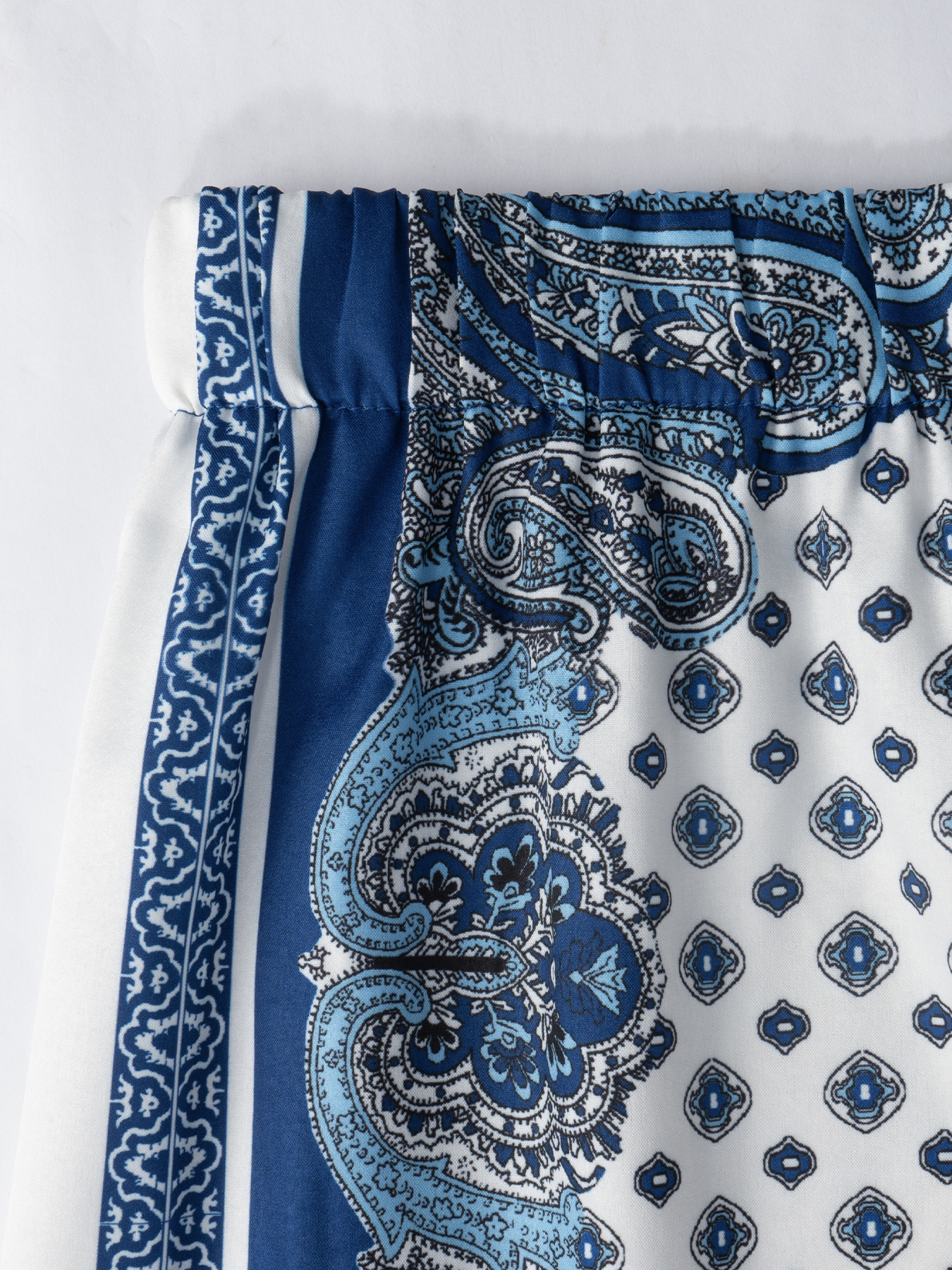 Flowery sling-back square scarf top wide-legged pants suit, bohemian holiday style two-piece suit