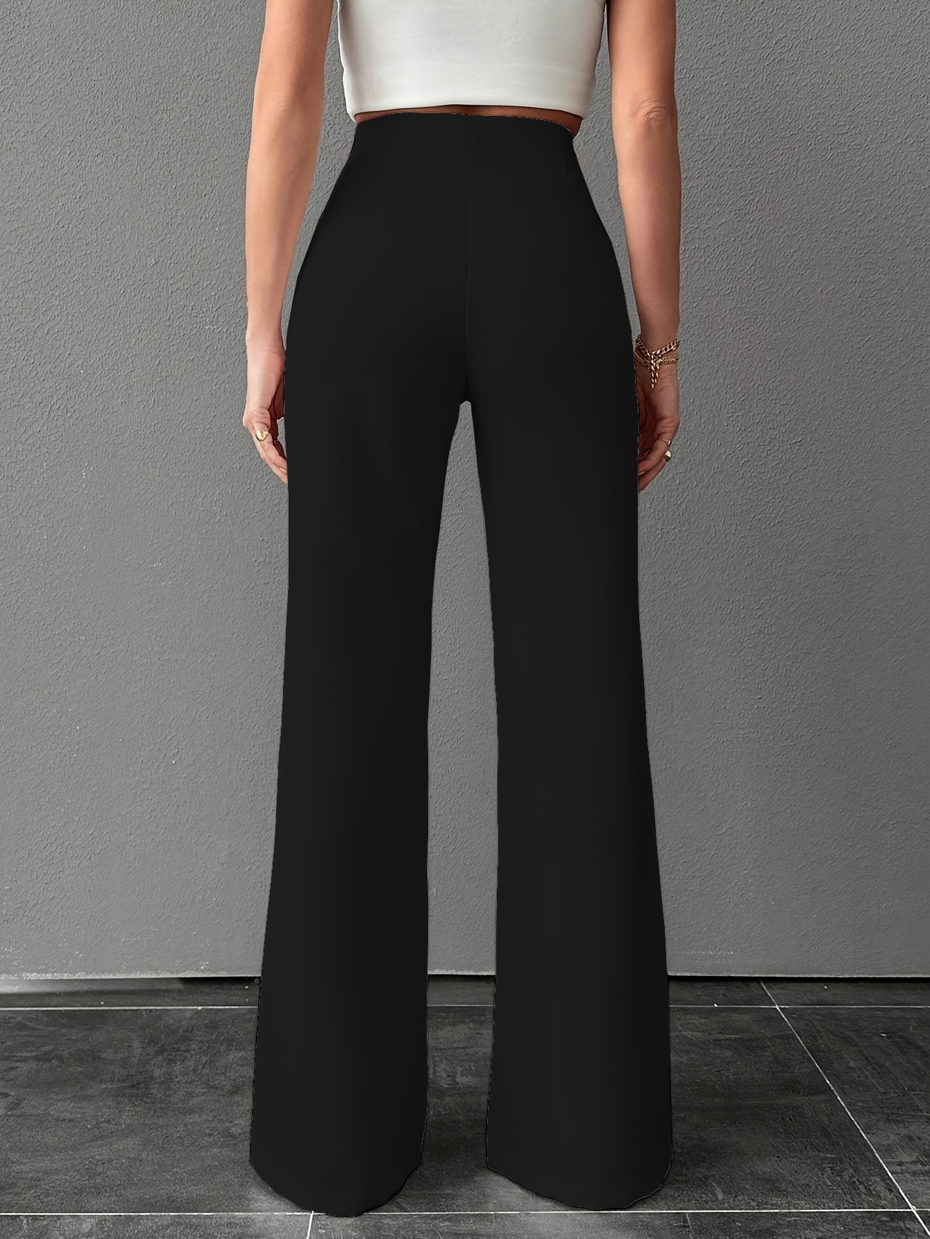 Pantalones acampanados de cintura alta para mujer-Aegean-sea