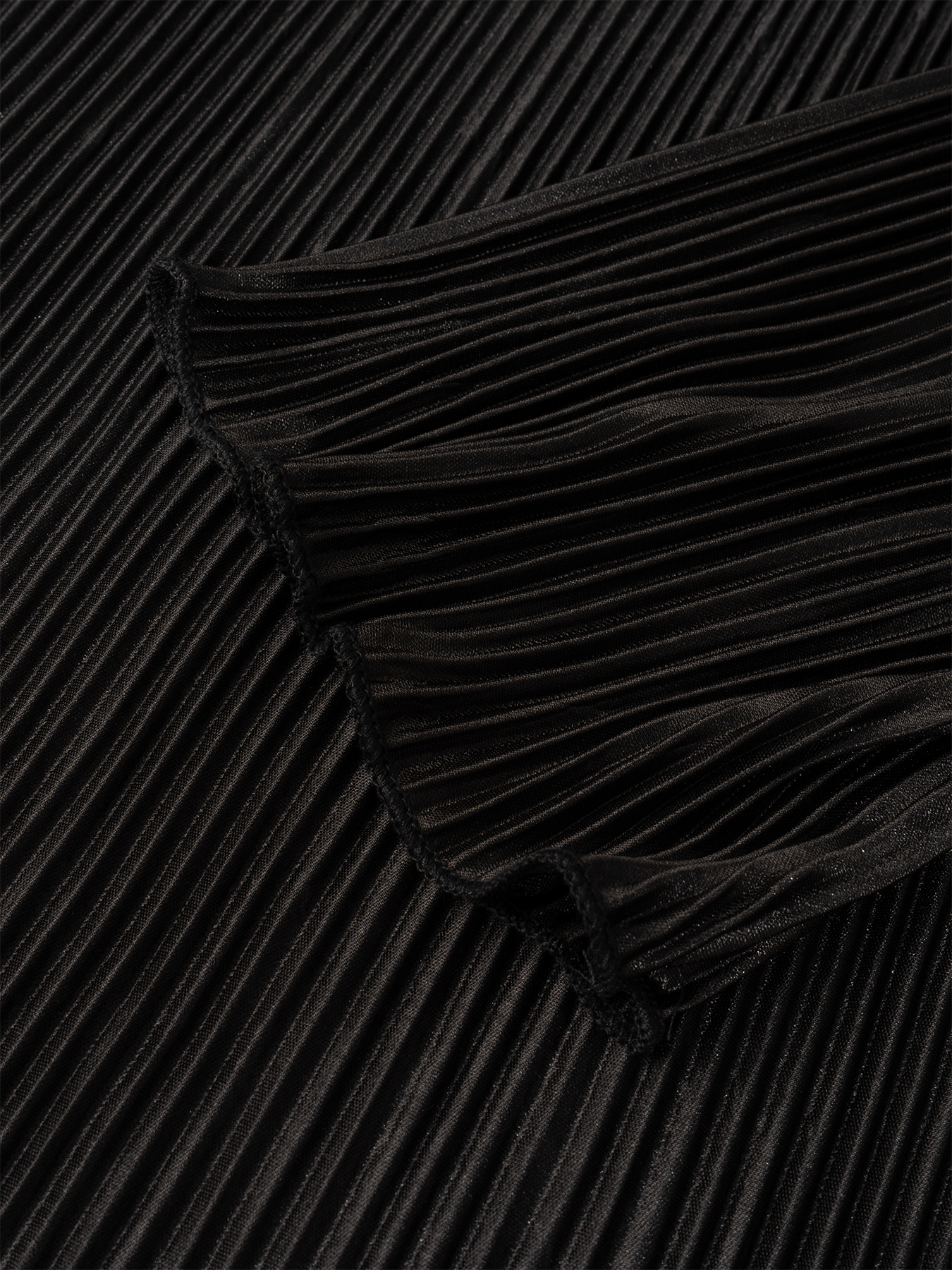 Woman's Long Sleeve Maxi Dress with Bell Sleeves, Vertical Pleats and Side Slit-Aegean-sea