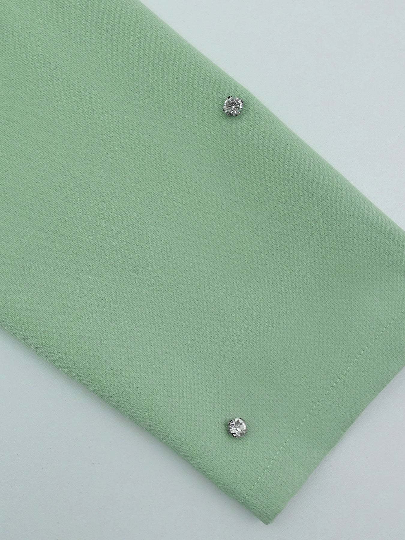 Women's V-neck Button Sleeve Diamond Long Sleeve Slim Fit Jumpsuit-Aegean-sea