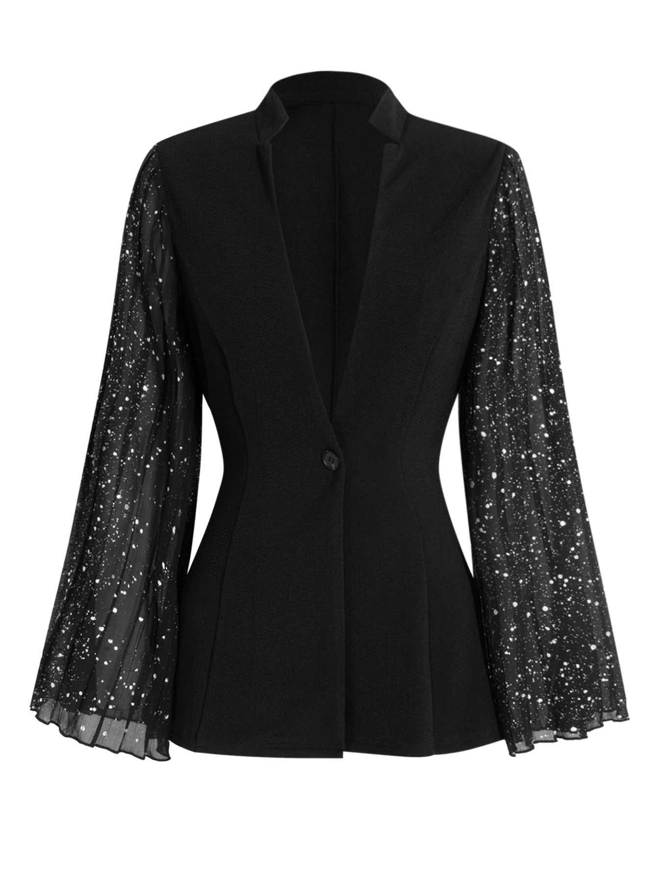 Black Blazer with Glitter Flared Sleeves-Aegean-sea