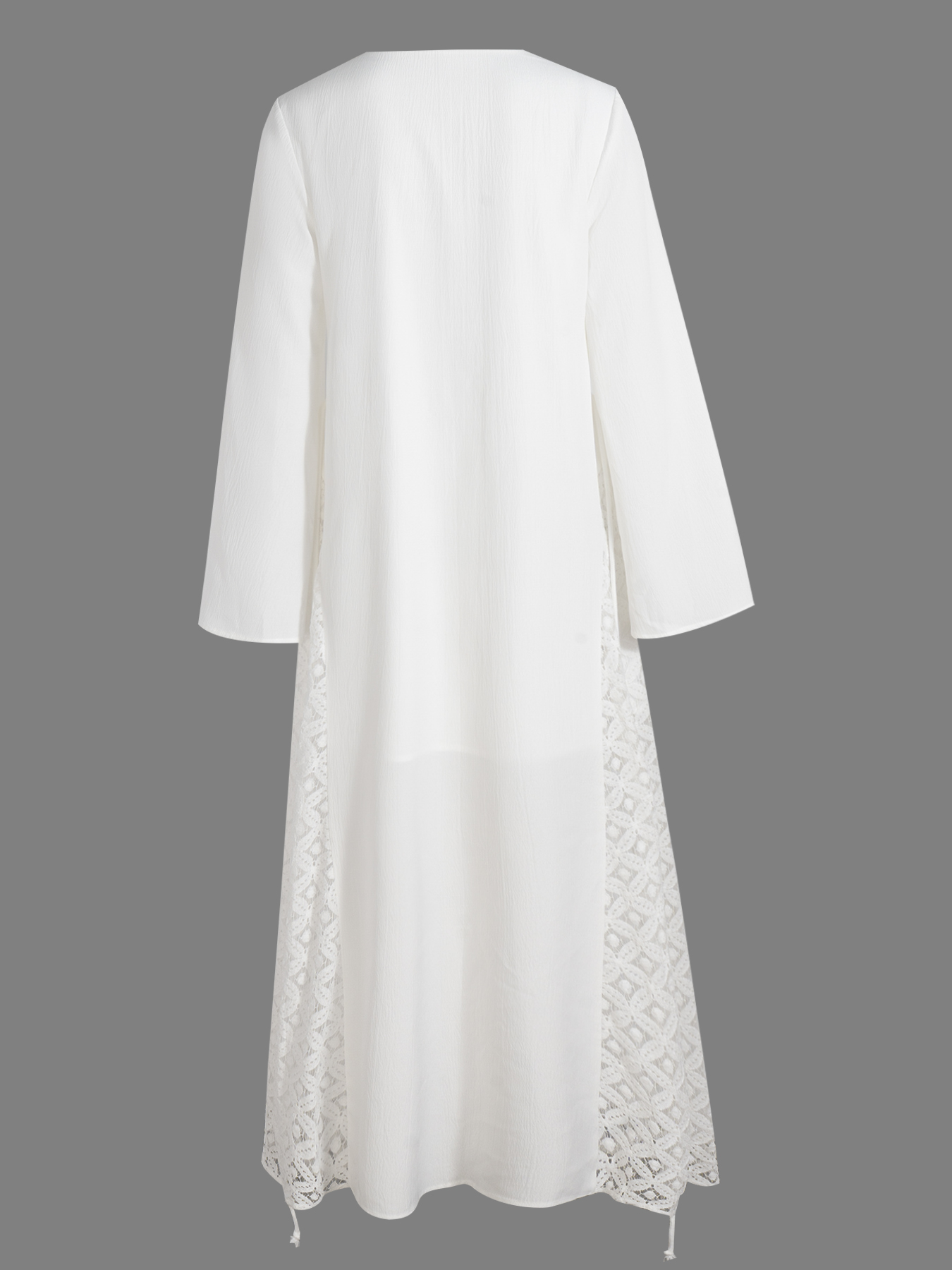 Women's Boho V Neck Long Sleeve Crochet Lace Side Maxi Dress with Tie Back