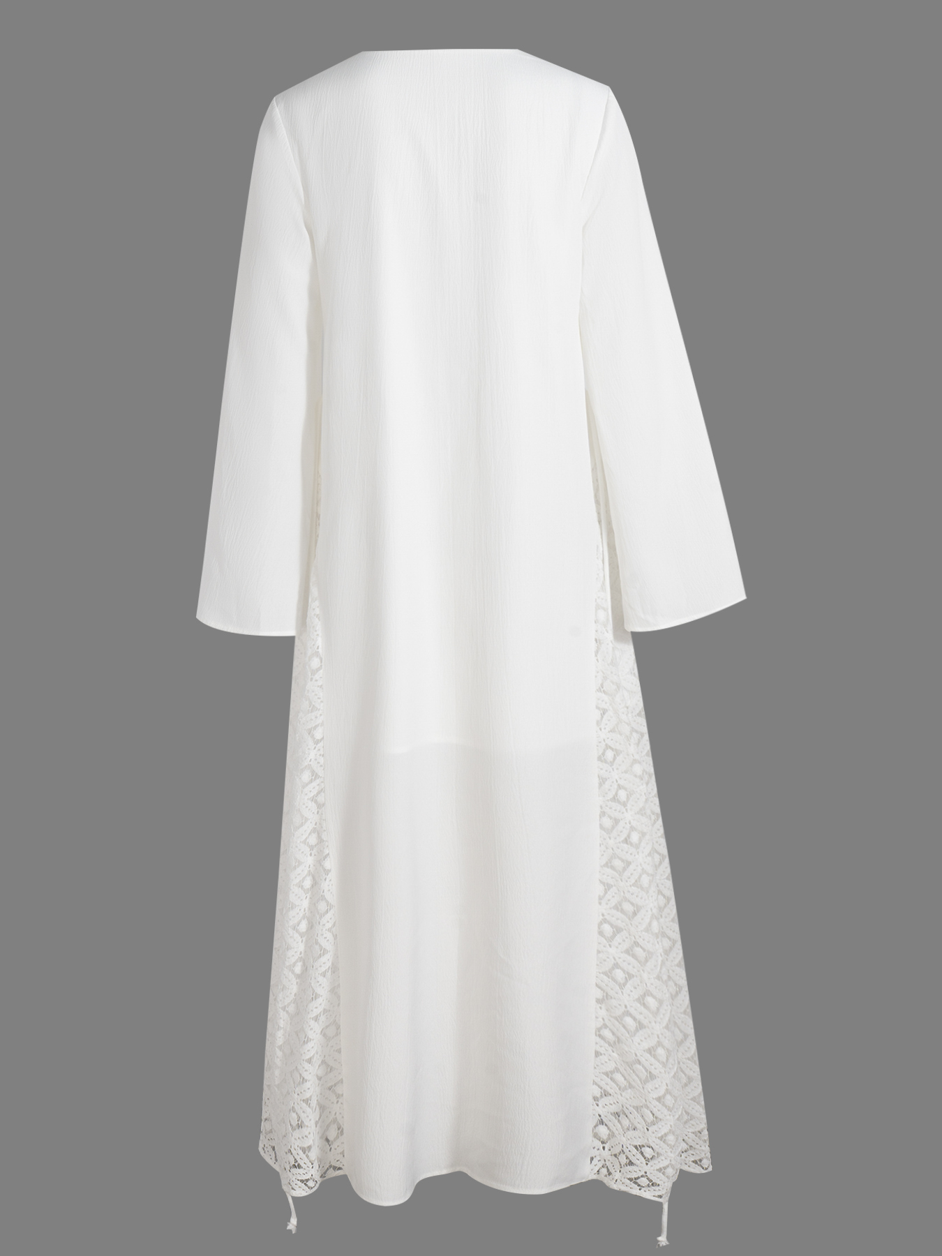 Women's Boho V Neck Long Sleeve Crochet Lace Side Maxi Dress with Tie Back