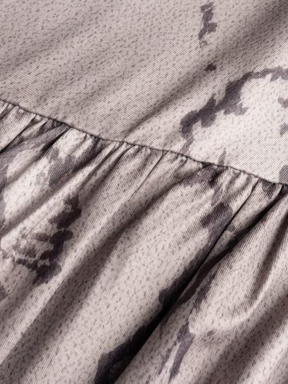 Woman's Beige Snake Print Square Neck Asymmetric Midi Dress