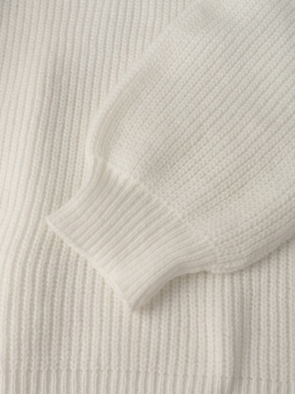 White Knit Long-Sleeve Short-Short Suit Woman Loose Lazy Style Two-piece Suit