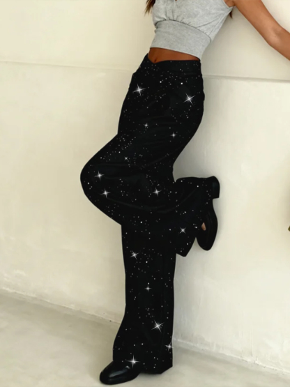 2026 Spring New Sequin Embellished Wide Leg Trousers