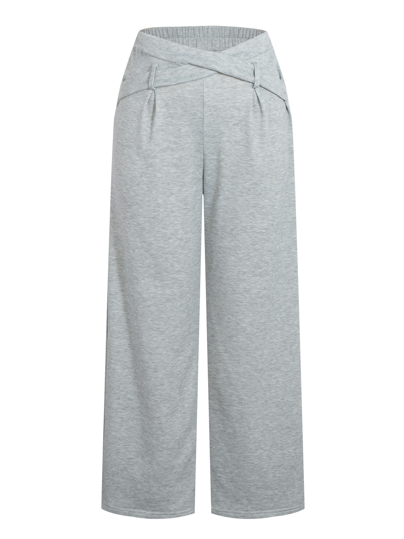 Light gray cross-waisted wide-legged pants for women Loose sagging casual sweatpants Daily commute laziness-Aegean-sea