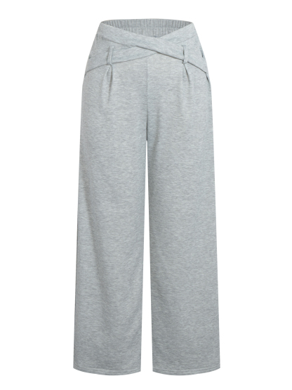 Light gray cross-waisted wide-legged pants for women Loose sagging casual sweatpants Daily commute laziness-Aegean-sea