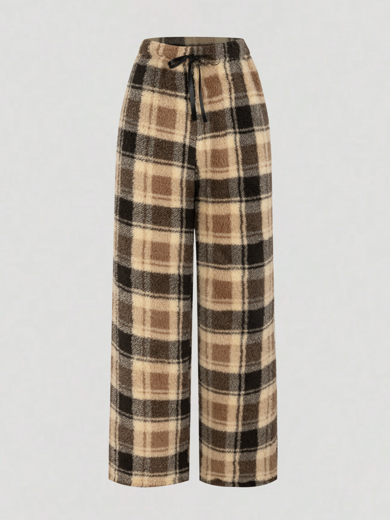 Wide-legged loose-fitting Scottish wool trousers with cord for women-Aegean-sea