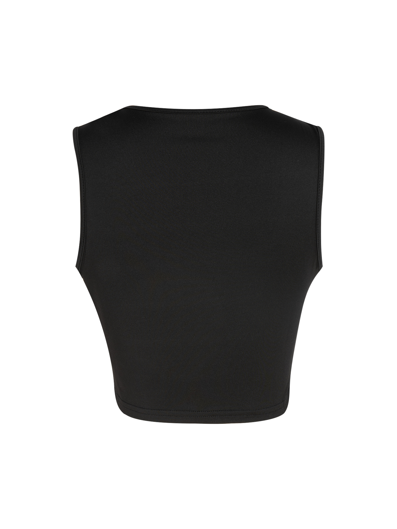 Women's Black Square Neck Cropped Tank Top-Aegean-sea