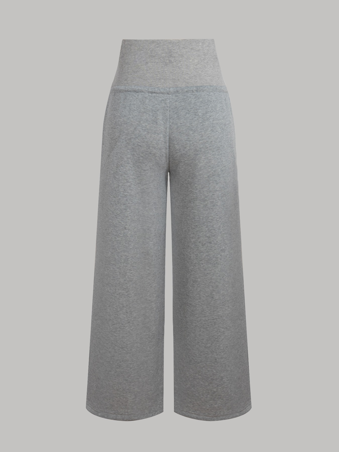 Light gray high waist drawstring broad leg wei pants woman, loose sagging feeling lazy wind pants