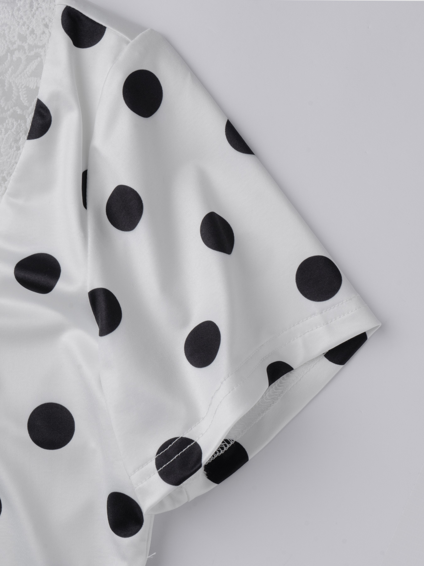 Dotted lace V-neck short-sleeved fishtail dress, party body wrap mid-length skirt