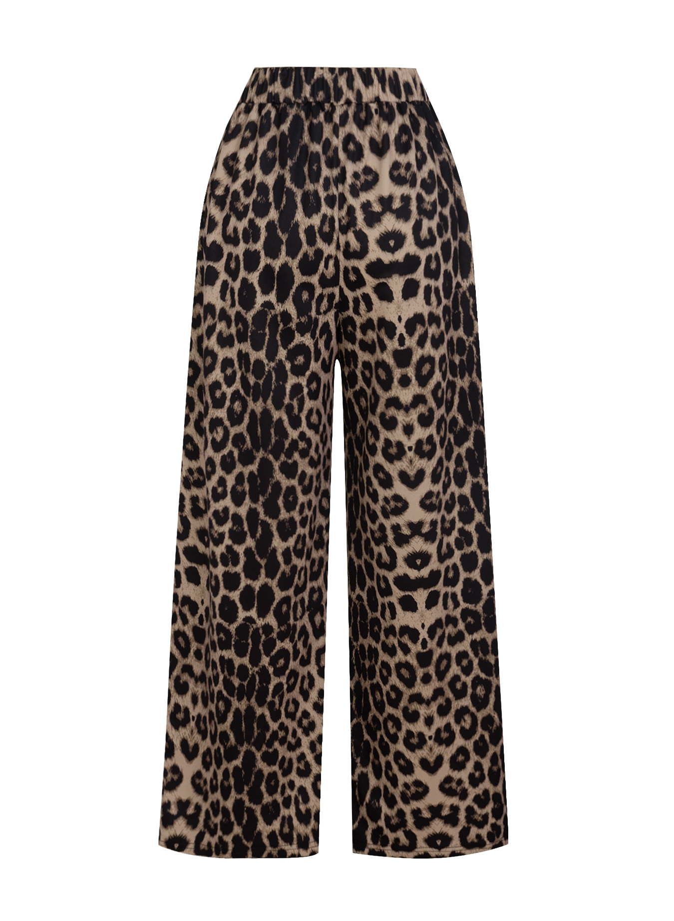 Leopard pattern wide leg pants woman, high waist drop feeling loose pants-Aegean-sea