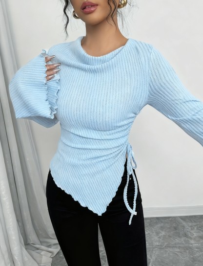 Correa ribeteada de cuello de cowl Correa lateral Correa asimétrica superior-Aegean-sea