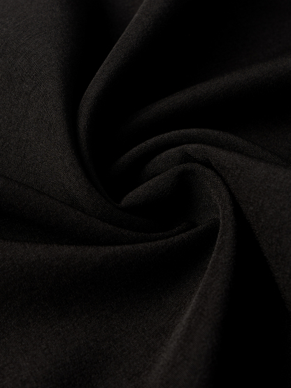 Women's Black High-Waisted Wide-Leg Pants with Gold Button Detail-Aegean-sea