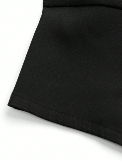 Y2K Black Button-Front Fitted Vest-Aegean-sea