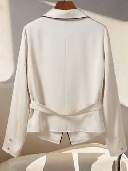 Women's Apricot-colored waist-tight skirt-flapped suit jacket-Aegean-sea