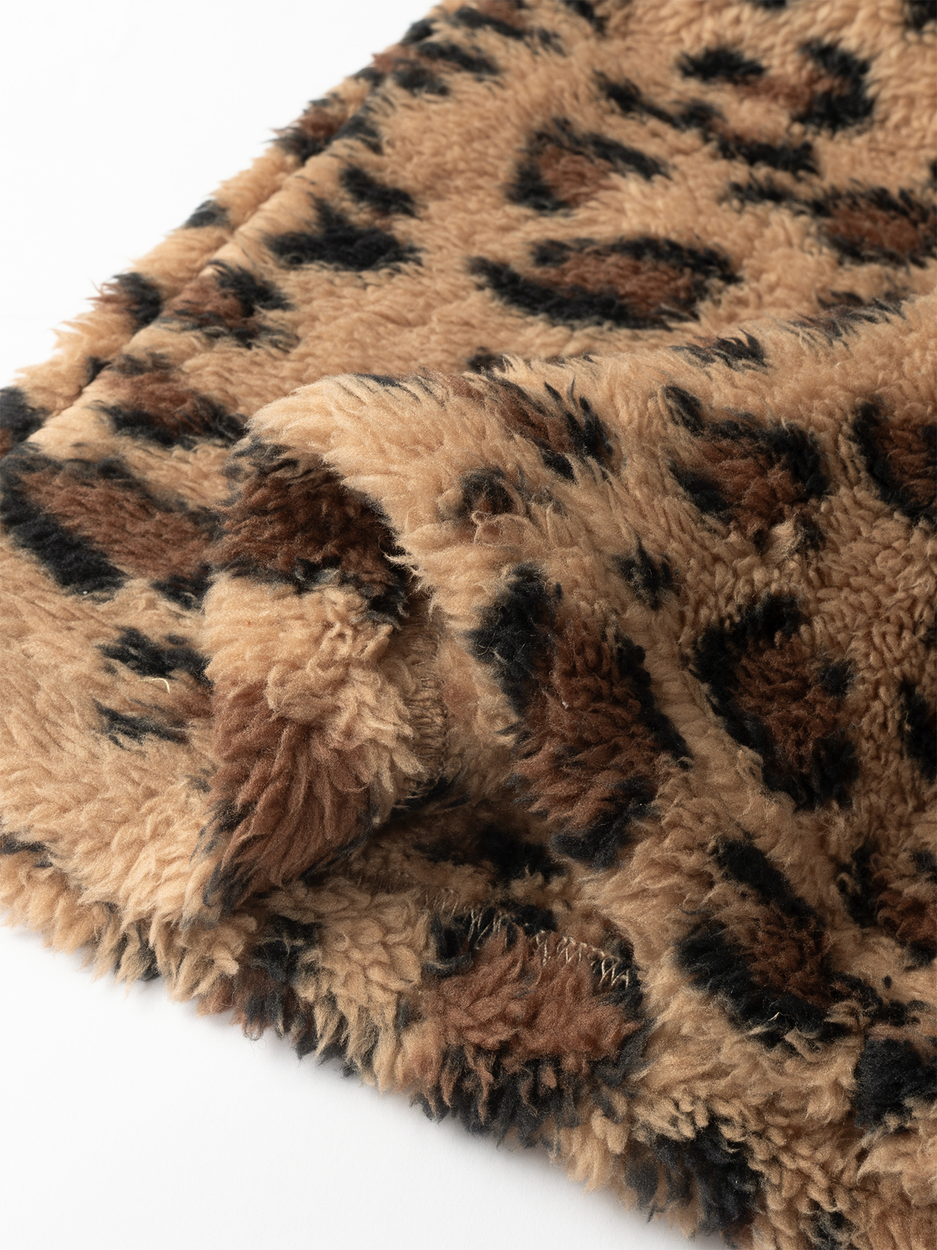 Leopard Print Fuzzy Wide Leg Pants with Drawstring Waist-Aegean-sea