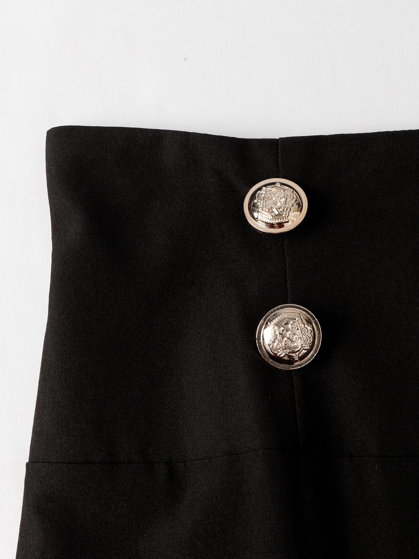 Women's Black High-Waisted Wide-Leg Pants with Gold Button Detail-Aegean-sea