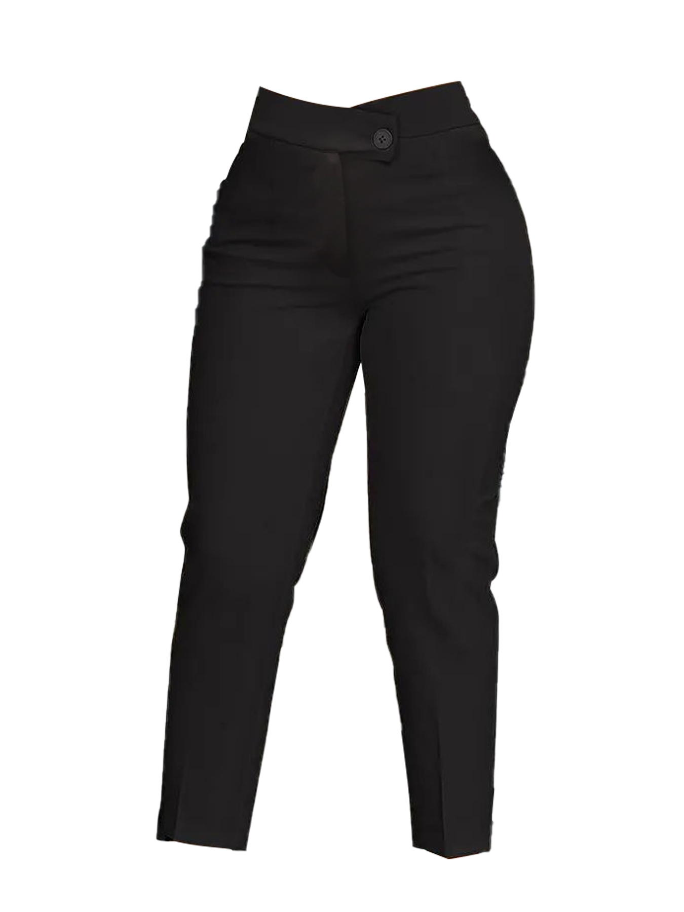 Woman's High Waist Asymmetric Button Slim Ankle Pants-Aegean-sea