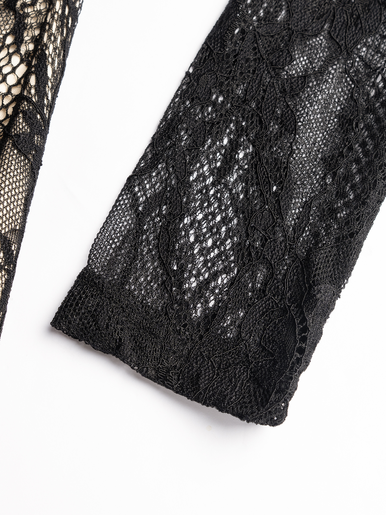 Woman's Black Lace Deep V Long Sleeve Bodycon Maxi Dress