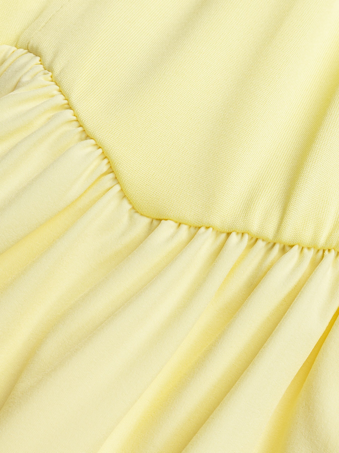 Yellow single-shoulder butterfly-tied dress Long-sleeved, waist-length, wide-waisted dress