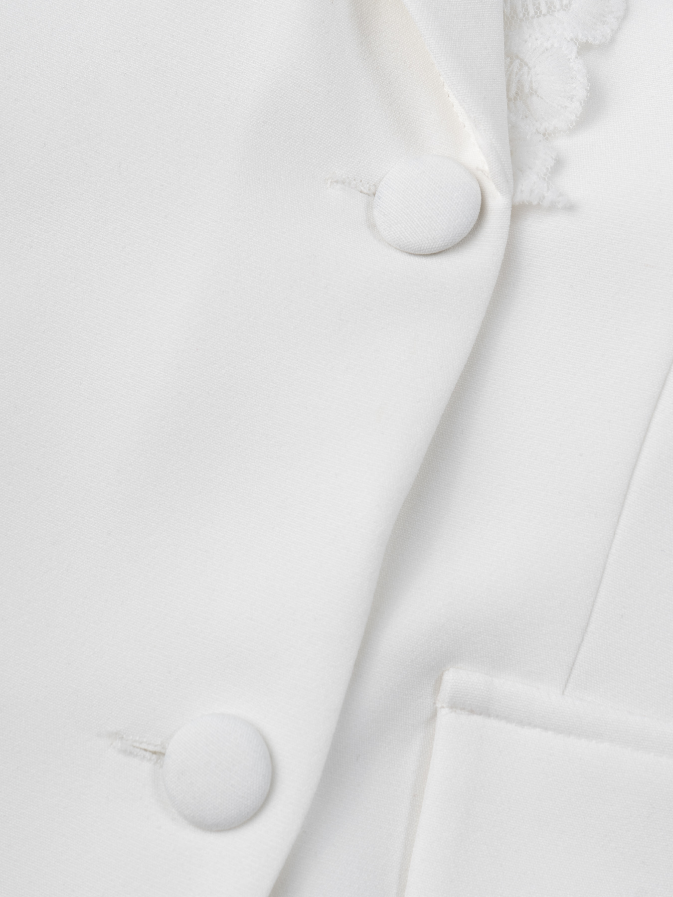 Woman's White Bell Sleeve Lace-Trimmed Blazer Dress