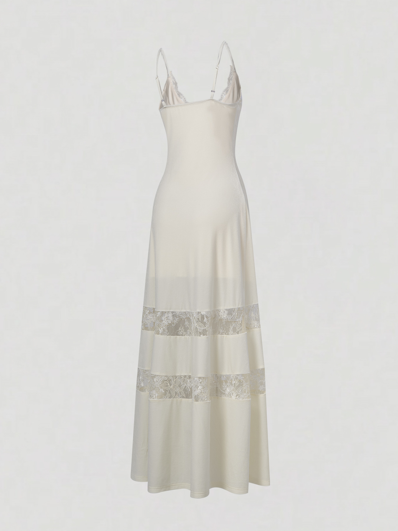 White lace spliced strap long skirt for women Loose, drop-fitting holiday wind dress