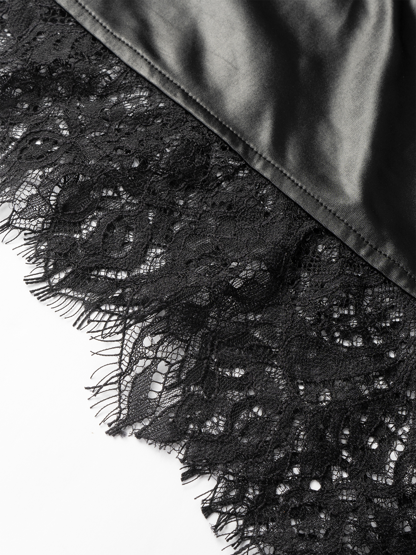 Fitted Leopard Top & Black Lace-Trimmed Satin Skirt Two Piece Set