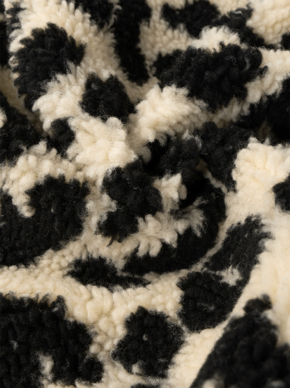 Woman's Beige & Black Leopard Print Shearling Vest-Aegean-sea