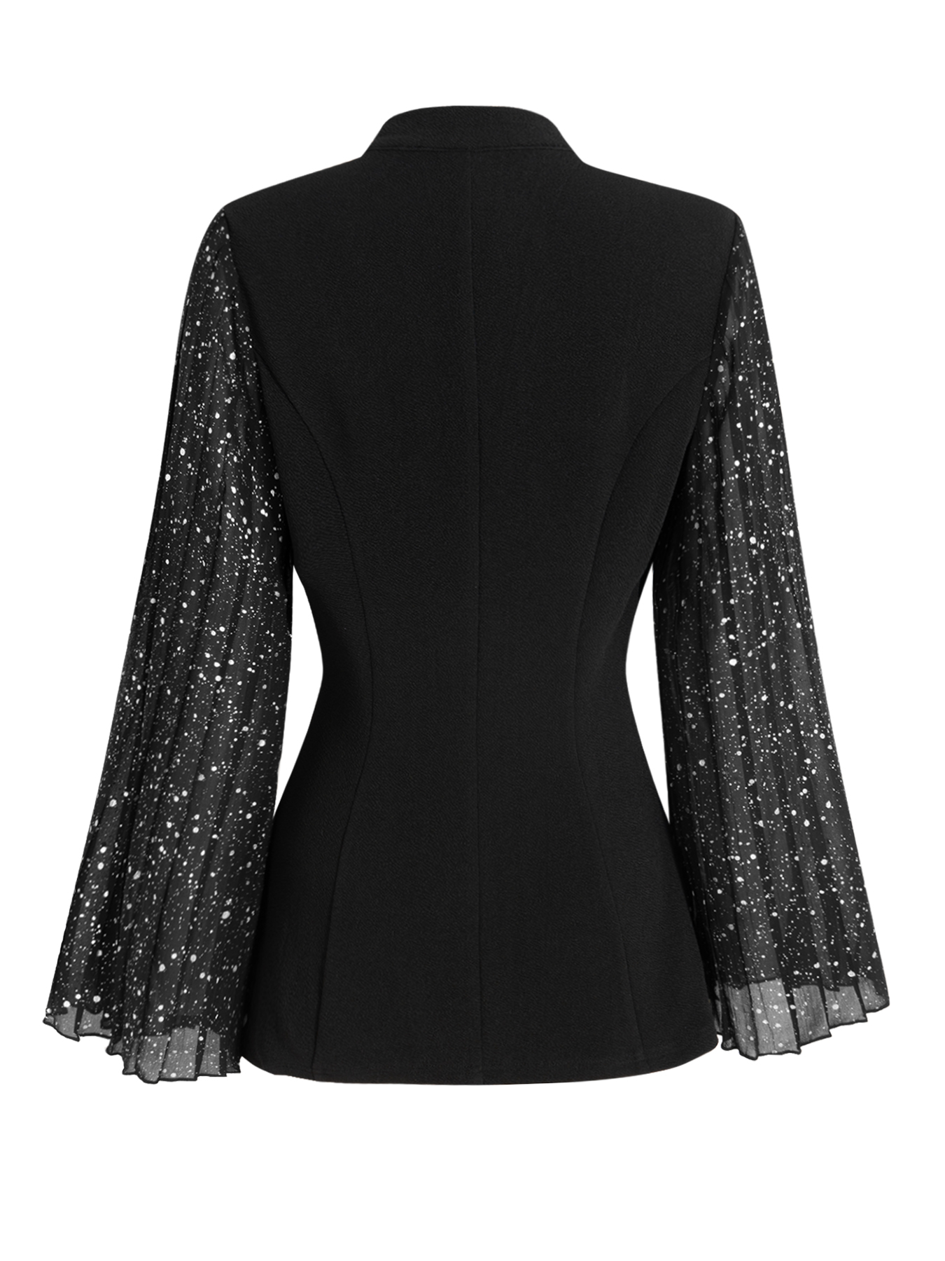Black Blazer with Glitter Flared Sleeves-Aegean-sea
