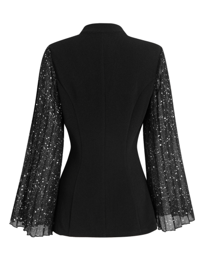 Black Blazer with Glitter Flared Sleeves-Aegean-sea