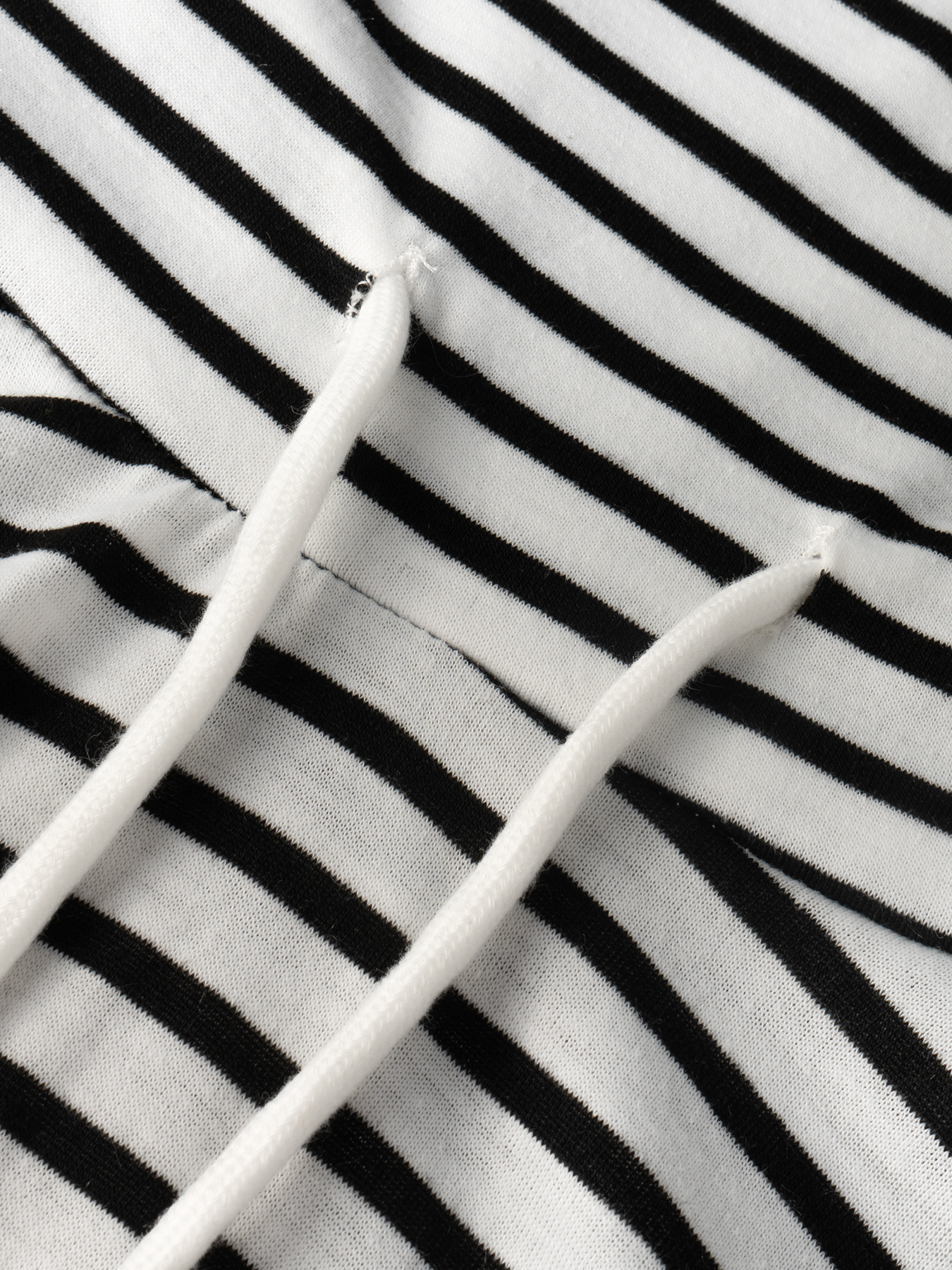 Camiseta de manga larga con cordón de cuello alto a rayas para mujer-Aegean-sea