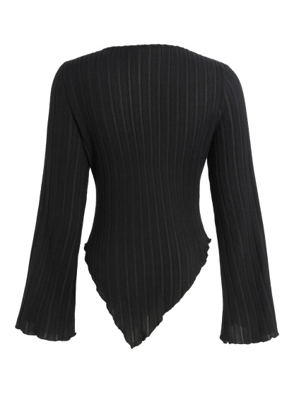 Women's Slim Fit Ribbed Knit Top-Aegean-sea