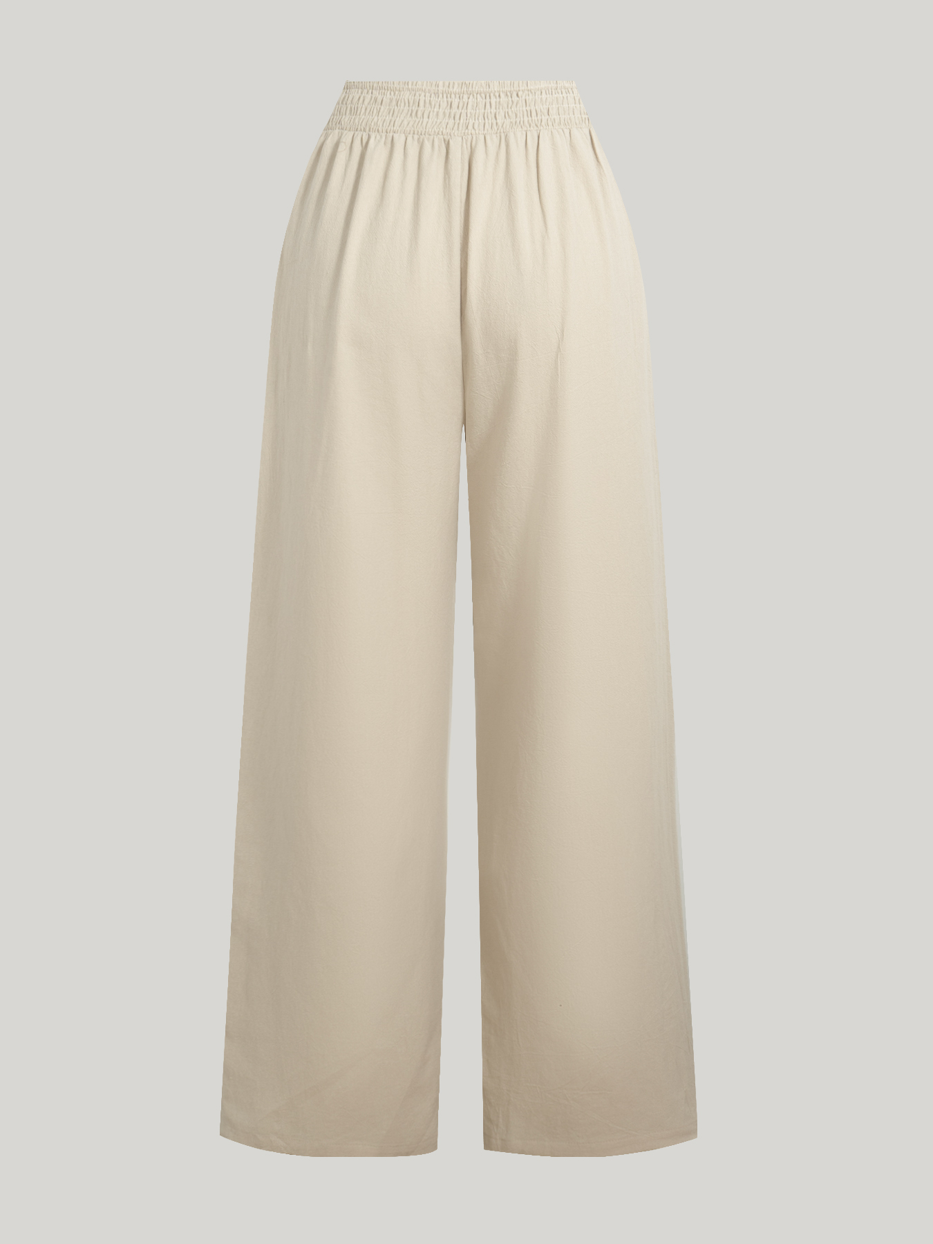 Beige single-breasted high-waisted wide-legged pants for women loose-fitting slim-looking drooping casual pants