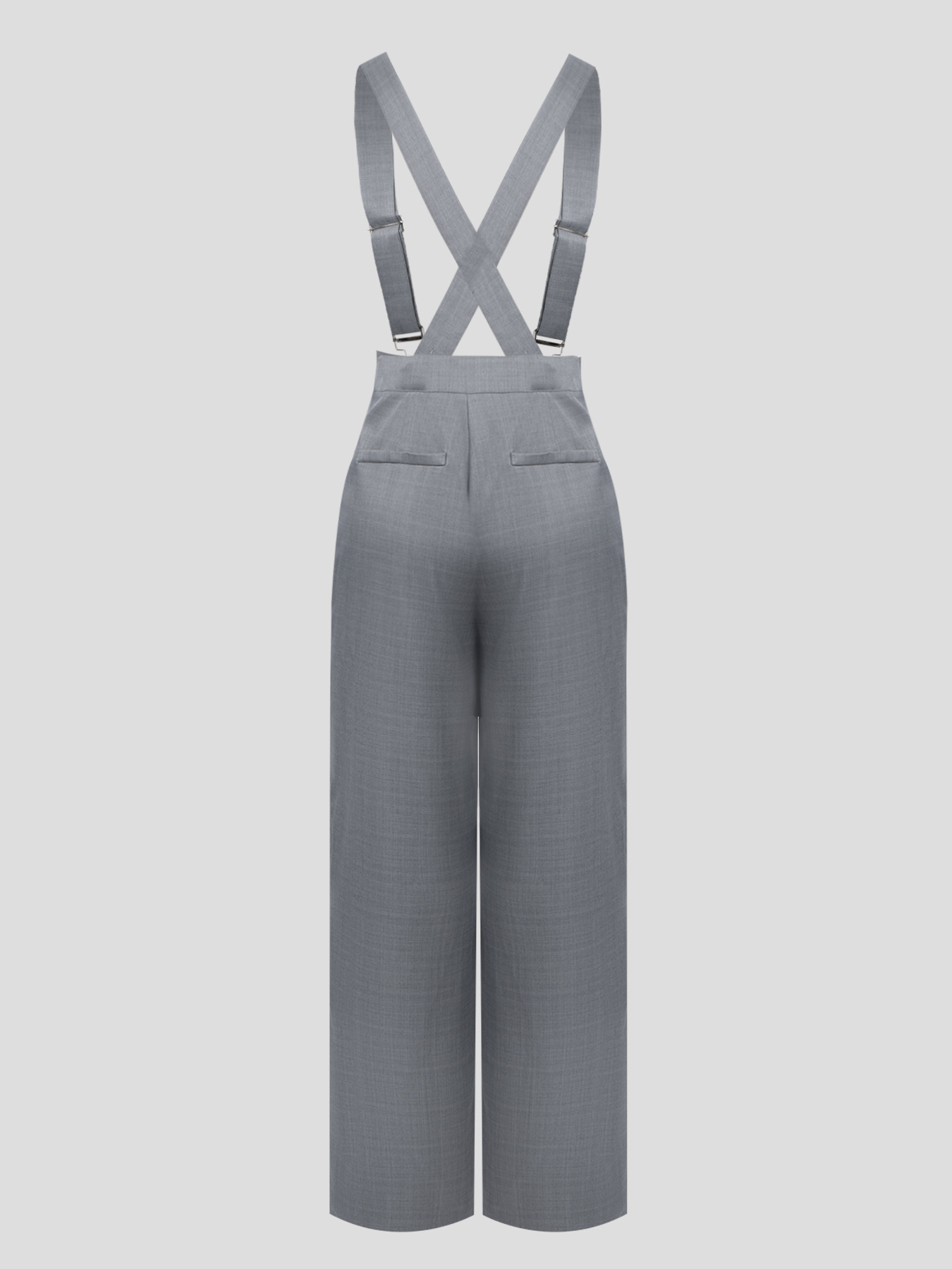 Gray cross-strap wide-legged pants, high-waisted business suit pants