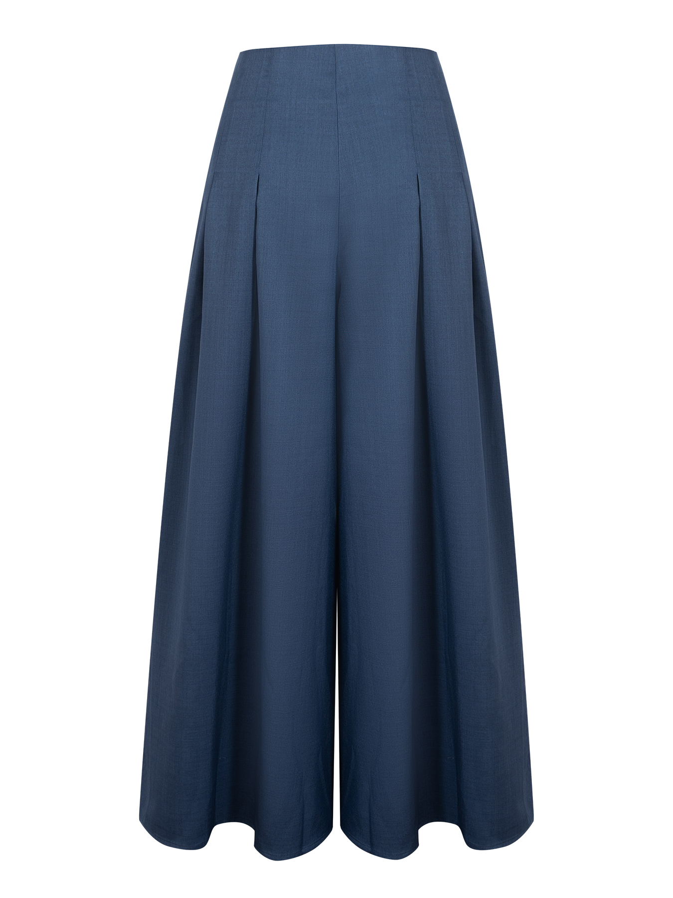 Navy-blue button-up wide-legged pants High-waisted loose-fitting long casual pants