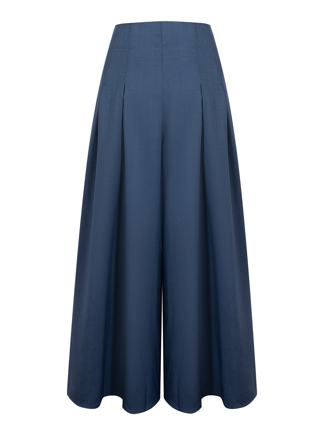Navy-blue button-up wide-legged pants High-waisted loose-fitting long casual pants